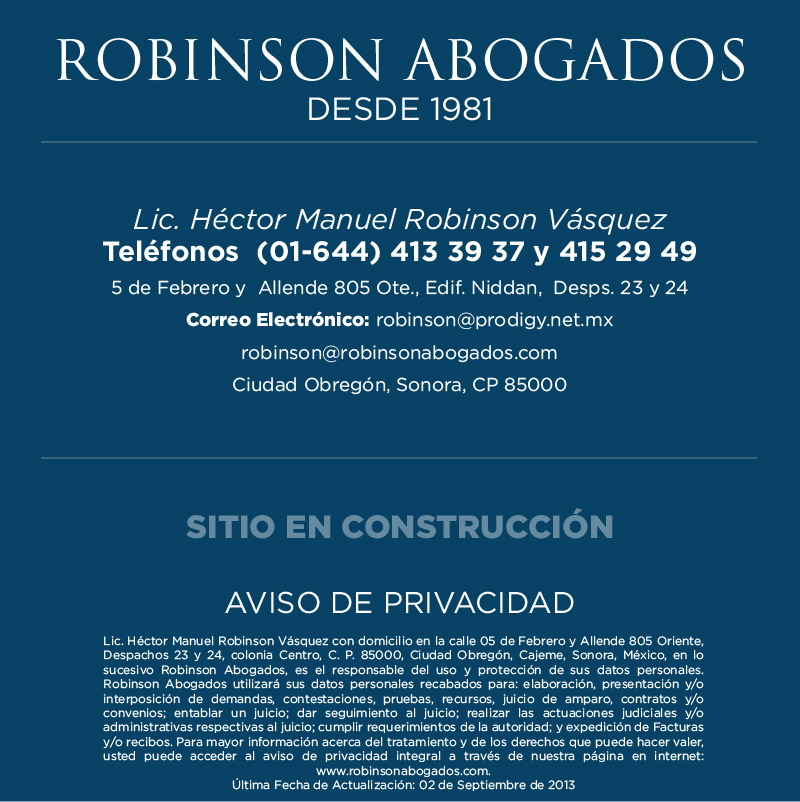 ROBINSON ABOGADOS Sitio en construcci�n
